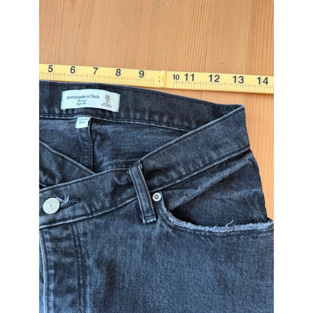 Abercrombie & Fitch Curve Love Dad Jean Black Wash High Rise 26 Short - Picture 6 of 8